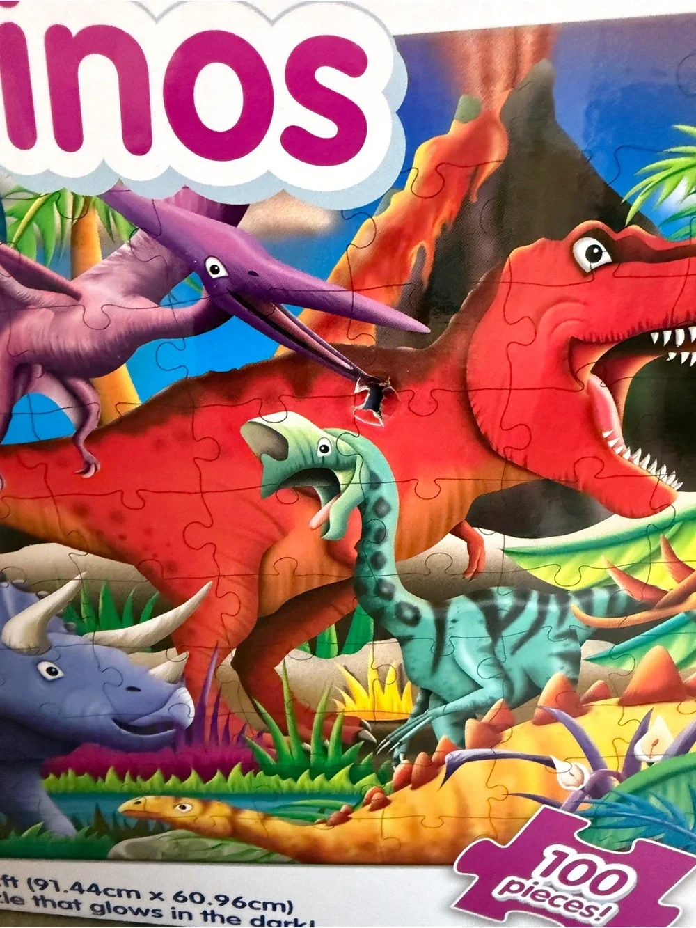 The Learning Journey Puzzle Doubles! Glow in the Dark Dinosaur 100 Piece Floor